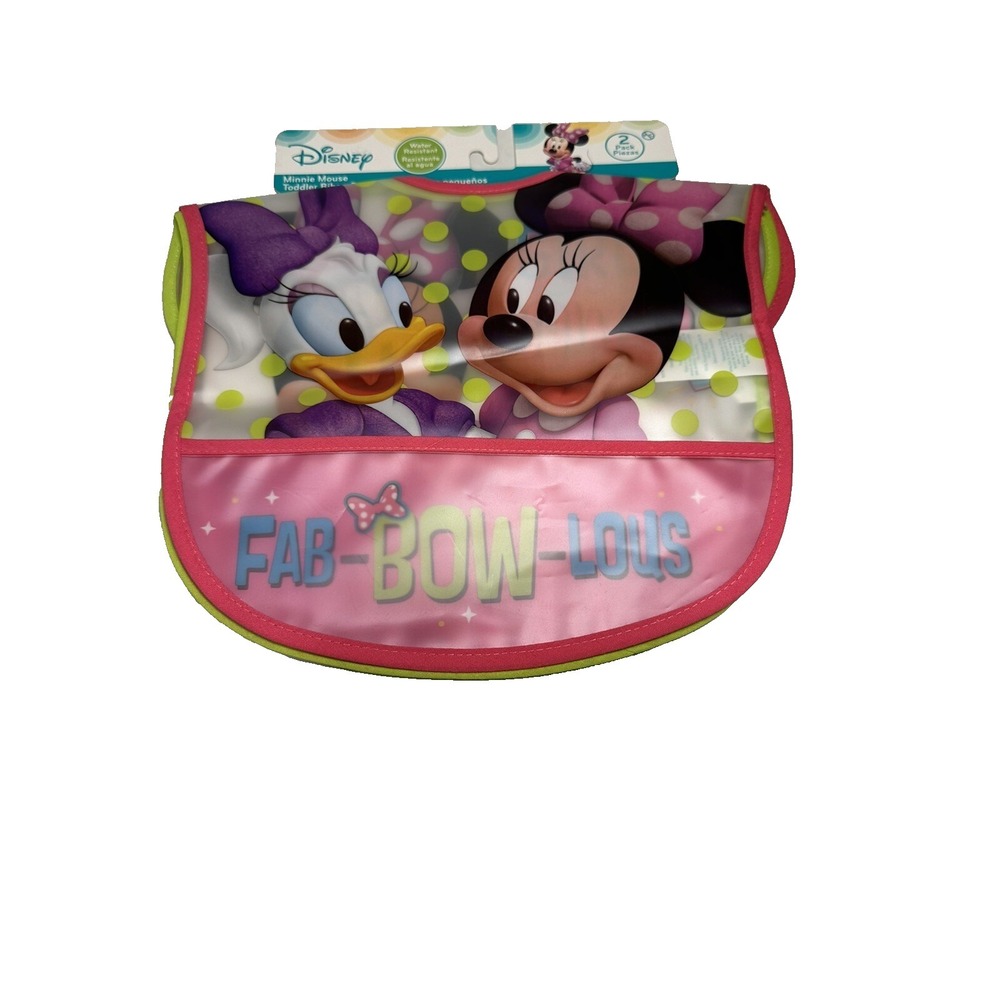 baby toddler bibs 2 pack water resistant minnie mouse disney